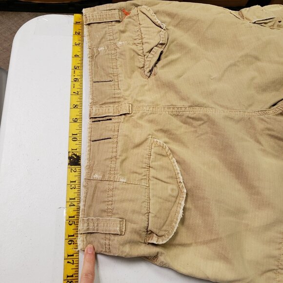 American Eagle Mens Y2K Ripstop Distressed Cargo Shorts Size 32 Beige Preppy - Picture 11 of 16